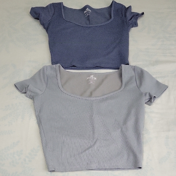 Hollister Tops - Hollister Women's Blue and Gray Ribbed Tops Bundle